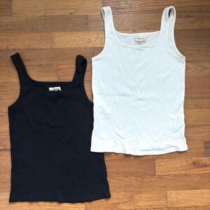 Madewell Black and White Ribbed Tank Tops
